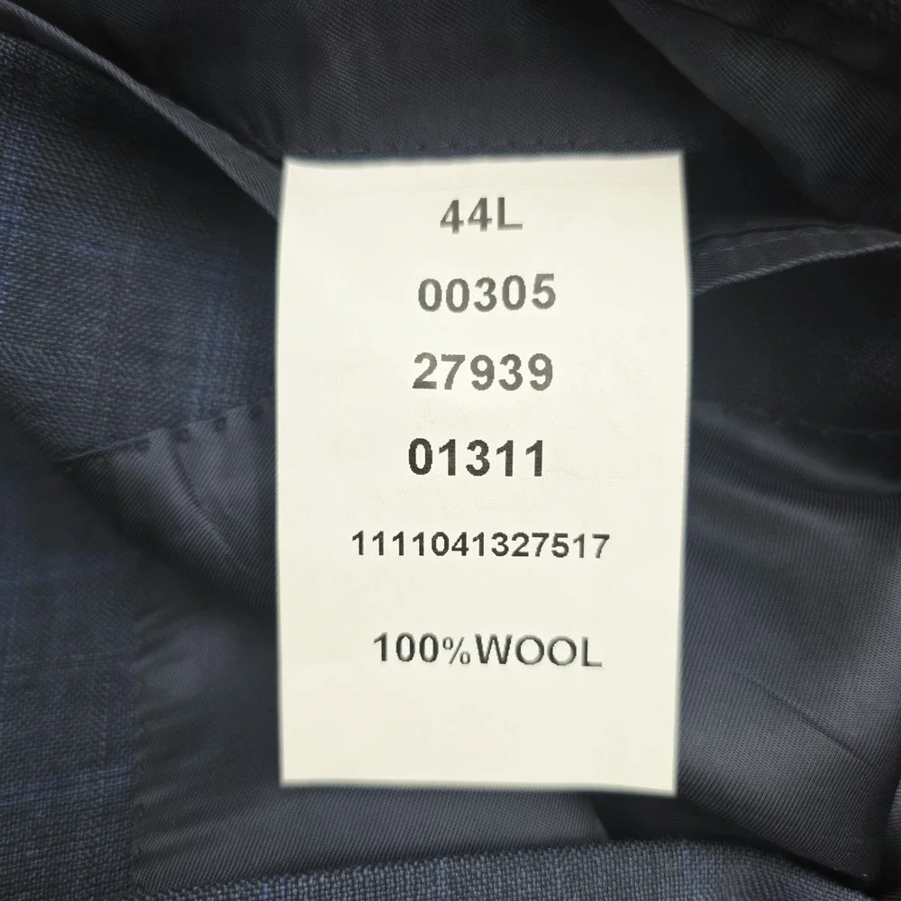 Jos A Bank 44L Blue Plaid 100% Wool Signature Mens Blazer Suit Jacket Sport Coat